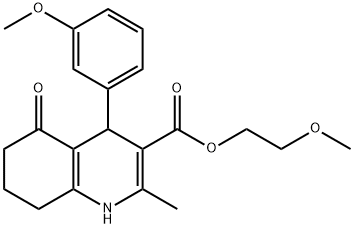 2-methoxyethyl 4-(3-methoxyphenyl)-2-methyl-5-oxo-1,4,5,6,7,8-hexahydro-3-quinolinecarboxylate 구조식 이미지