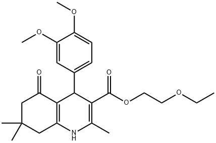 2-(ethyloxy)ethyl 4-[3,4-bis(methyloxy)phenyl]-2,7,7-trimethyl-5-oxo-1,4,5,6,7,8-hexahydroquinoline-3-carboxylate 구조식 이미지