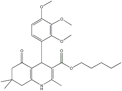 pentyl 2,7,7-trimethyl-5-oxo-4-[2,3,4-tris(methyloxy)phenyl]-1,4,5,6,7,8-hexahydroquinoline-3-carboxylate Structure