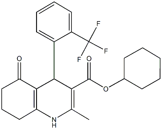 cyclohexyl 2-methyl-5-oxo-4-[2-(trifluoromethyl)phenyl]-1,4,5,6,7,8-hexahydroquinoline-3-carboxylate 구조식 이미지