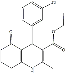 ethyl 4-(3-chlorophenyl)-2-methyl-5-oxo-1,4,5,6,7,8-hexahydro-3-quinolinecarboxylate 구조식 이미지