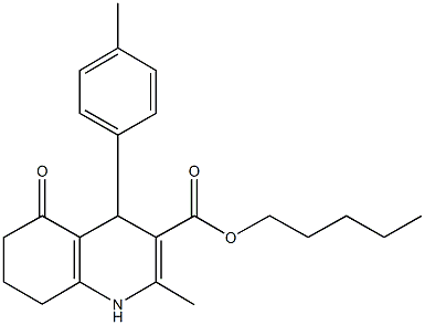 pentyl 2-methyl-4-(4-methylphenyl)-5-oxo-1,4,5,6,7,8-hexahydroquinoline-3-carboxylate 구조식 이미지