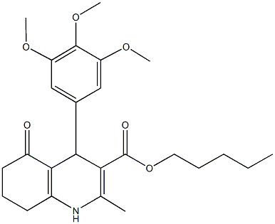 pentyl 2-methyl-5-oxo-4-[3,4,5-tris(methyloxy)phenyl]-1,4,5,6,7,8-hexahydroquinoline-3-carboxylate Structure