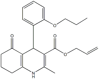 prop-2-enyl 2-methyl-5-oxo-4-[2-(propyloxy)phenyl]-1,4,5,6,7,8-hexahydroquinoline-3-carboxylate Structure