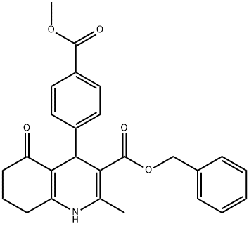 phenylmethyl 2-methyl-4-{4-[(methyloxy)carbonyl]phenyl}-5-oxo-1,4,5,6,7,8-hexahydroquinoline-3-carboxylate 구조식 이미지