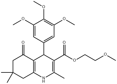 2-(methyloxy)ethyl 2,7,7-trimethyl-5-oxo-4-[3,4,5-tris(methyloxy)phenyl]-1,4,5,6,7,8-hexahydroquinoline-3-carboxylate Structure