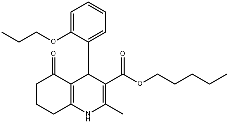 pentyl 2-methyl-5-oxo-4-(2-propoxyphenyl)-1,4,5,6,7,8-hexahydro-3-quinolinecarboxylate 구조식 이미지