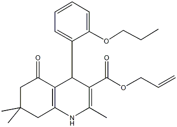 prop-2-enyl 2,7,7-trimethyl-5-oxo-4-[2-(propyloxy)phenyl]-1,4,5,6,7,8-hexahydroquinoline-3-carboxylate Structure