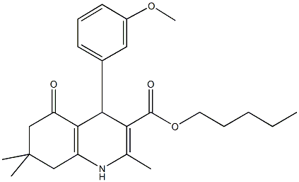pentyl 2,7,7-trimethyl-4-[3-(methyloxy)phenyl]-5-oxo-1,4,5,6,7,8-hexahydroquinoline-3-carboxylate Structure