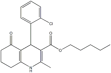 pentyl 4-(2-chlorophenyl)-2-methyl-5-oxo-1,4,5,6,7,8-hexahydroquinoline-3-carboxylate 구조식 이미지