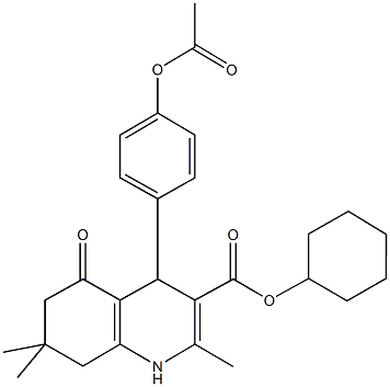 cyclohexyl 4-[4-(acetyloxy)phenyl]-2,7,7-trimethyl-5-oxo-1,4,5,6,7,8-hexahydroquinoline-3-carboxylate Structure