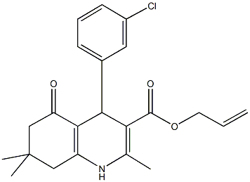 prop-2-enyl 4-(3-chlorophenyl)-2,7,7-trimethyl-5-oxo-1,4,5,6,7,8-hexahydroquinoline-3-carboxylate Structure