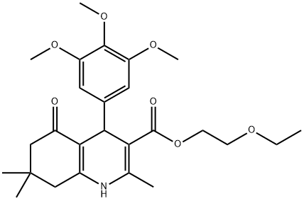 2-(ethyloxy)ethyl 2,7,7-trimethyl-5-oxo-4-[3,4,5-tris(methyloxy)phenyl]-1,4,5,6,7,8-hexahydroquinoline-3-carboxylate 구조식 이미지