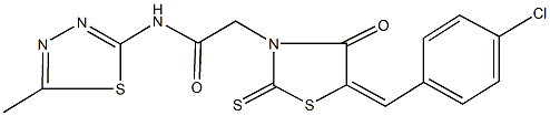 2-[5-(4-chlorobenzylidene)-4-oxo-2-thioxo-1,3-thiazolidin-3-yl]-N-(5-methyl-1,3,4-thiadiazol-2-yl)acetamide 구조식 이미지