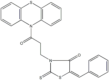 5-benzylidene-3-[3-oxo-3-(10H-phenothiazin-10-yl)propyl]-2-thioxo-1,3-thiazolidin-4-one 구조식 이미지