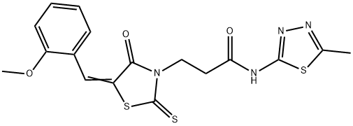 3-[5-(2-methoxybenzylidene)-4-oxo-2-thioxo-1,3-thiazolidin-3-yl]-N-(5-methyl-1,3,4-thiadiazol-2-yl)propanamide 구조식 이미지