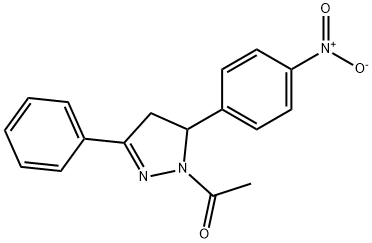 1-acetyl-5-{4-nitrophenyl}-3-phenyl-4,5-dihydro-1H-pyrazole 구조식 이미지