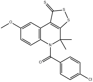 5-(4-chlorobenzoyl)-8-methoxy-4,4-dimethyl-4,5-dihydro-1H-[1,2]dithiolo[3,4-c]quinoline-1-thione Structure