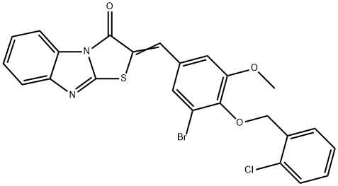 2-{3-bromo-4-[(2-chlorobenzyl)oxy]-5-methoxybenzylidene}[1,3]thiazolo[3,2-a]benzimidazol-3(2H)-one Structure
