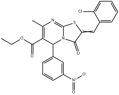 ethyl 2-(2-chlorobenzylidene)-5-{3-nitrophenyl}-7-methyl-3-oxo-2,3-dihydro-5H-[1,3]thiazolo[3,2-a]pyrimidine-6-carboxylate Structure