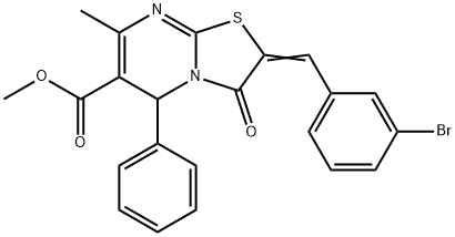 methyl 2-(3-bromobenzylidene)-7-methyl-3-oxo-5-phenyl-2,3-dihydro-5H-[1,3]thiazolo[3,2-a]pyrimidine-6-carboxylate Structure
