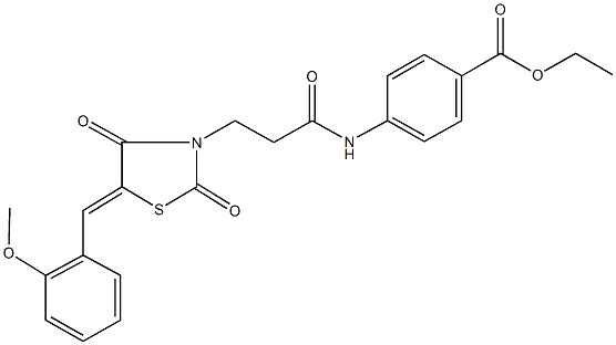 ethyl 4-({3-[5-(2-methoxybenzylidene)-2,4-dioxo-1,3-thiazolidin-3-yl]propanoyl}amino)benzoate Structure