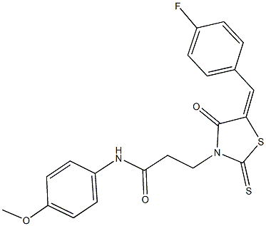 3-[5-(4-fluorobenzylidene)-4-oxo-2-thioxo-1,3-thiazolidin-3-yl]-N-(4-methoxyphenyl)propanamide 구조식 이미지