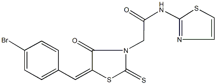 2-[5-(4-bromobenzylidene)-4-oxo-2-thioxo-1,3-thiazolidin-3-yl]-N-(1,3-thiazol-2-yl)acetamide 구조식 이미지