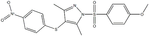 4-({4-nitrophenyl}sulfanyl)-1-[(4-methoxyphenyl)sulfonyl]-3,5-dimethyl-1H-pyrazole 구조식 이미지