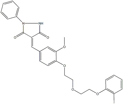 4-(3-methoxy-4-{2-[2-(2-methylphenoxy)ethoxy]ethoxy}benzylidene)-1-phenyl-3,5-pyrazolidinedione Structure