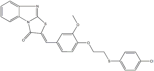 2-(4-{2-[(4-chlorophenyl)sulfanyl]ethoxy}-3-methoxybenzylidene)[1,3]thiazolo[3,2-a]benzimidazol-3(2H)-one Structure