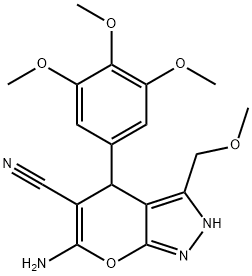 6-amino-3-(methoxymethyl)-4-(3,4,5-trimethoxyphenyl)-1,4-dihydropyrano[2,3-c]pyrazole-5-carbonitrile 구조식 이미지