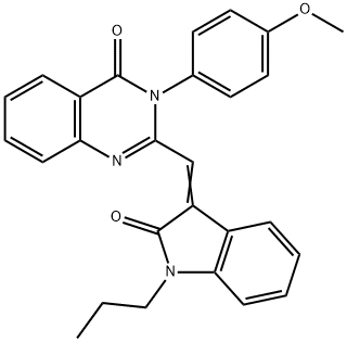 3-(4-methoxyphenyl)-2-[(2-oxo-1-propyl-1,2-dihydro-3H-indol-3-ylidene)methyl]-4(3H)-quinazolinone 구조식 이미지