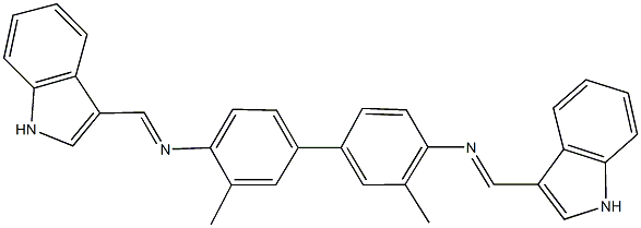 N-(1H-indol-3-ylmethylene)-N-{4'-[(1H-indol-3-ylmethylene)amino]-3,3'-dimethyl[1,1'-biphenyl]-4-yl}amine 구조식 이미지