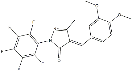 4-(3,4-dimethoxybenzylidene)-5-methyl-2-(2,3,4,5,6-pentafluorophenyl)-2,4-dihydro-3H-pyrazol-3-one 구조식 이미지
