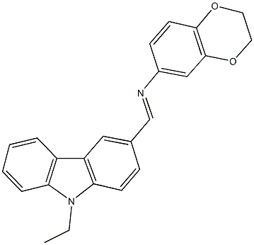 N-(2,3-dihydro-1,4-benzodioxin-6-yl)-N-[(9-ethyl-9H-carbazol-3-yl)methylene]amine 구조식 이미지