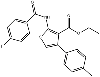 ethyl 2-[(4-fluorobenzoyl)amino]-4-(4-methylphenyl)-3-thiophenecarboxylate Structure