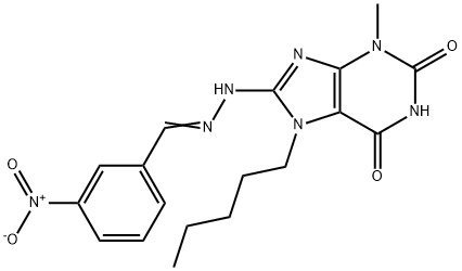 3-nitrobenzaldehyde (3-methyl-2,6-dioxo-7-pentyl-2,3,6,7-tetrahydro-1H-purin-8-yl)hydrazone 구조식 이미지