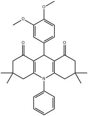 9-(3,4-dimethoxyphenyl)-3,3,6,6-tetramethyl-10-phenyl-3,4,6,7,9,10-hexahydro-1,8(2H,5H)-acridinedione Structure