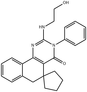 2-[(2-hydroxyethyl)amino]-3-phenyl-5,6-dihydrospiro(benzo[h]quinazoline-5,1'-cyclopentane)-4(3H)-one 구조식 이미지