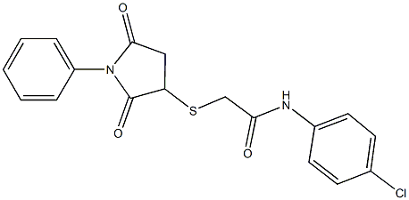 N-(4-chlorophenyl)-2-[(2,5-dioxo-1-phenylpyrrolidin-3-yl)sulfanyl]acetamide 구조식 이미지