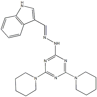 1H-indole-3-carbaldehyde [4,6-di(1-piperidinyl)-1,3,5-triazin-2-yl]hydrazone 구조식 이미지