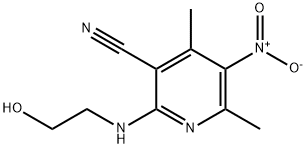 2-[(2-hydroxyethyl)amino]-5-nitro-4,6-dimethylnicotinonitrile 구조식 이미지