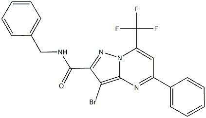 3-bromo-5-phenyl-N-(phenylmethyl)-7-(trifluoromethyl)pyrazolo[1,5-a]pyrimidine-2-carboxamide Structure