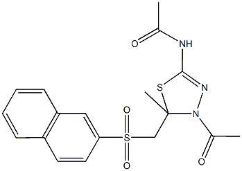 N-{4-acetyl-5-methyl-5-[(2-naphthylsulfonyl)methyl]-4,5-dihydro-1,3,4-thiadiazol-2-yl}acetamide Structure