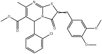 methyl 5-(2-chlorophenyl)-2-(3,4-dimethoxybenzylidene)-7-methyl-3-oxo-2,3-dihydro-5H-[1,3]thiazolo[3,2-a]pyrimidine-6-carboxylate Structure