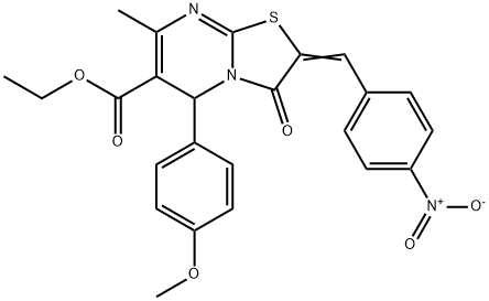 ethyl 2-{4-nitrobenzylidene}-5-(4-methoxyphenyl)-7-methyl-3-oxo-2,3-dihydro-5H-[1,3]thiazolo[3,2-a]pyrimidine-6-carboxylate 구조식 이미지