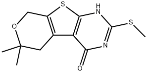 6,6-dimethyl-2-(methylsulfanyl)-3,5,6,8-tetrahydro-4H-pyrano[4',3':4,5]thieno[2,3-d]pyrimidin-4-one Structure