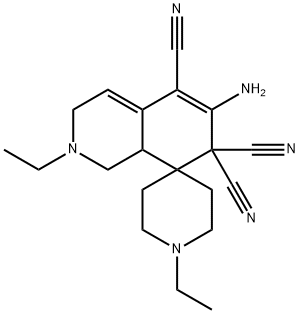 6-amino-1',2-diethyl-2,3,8,8a-tetrahydrospiro[isoquinoline-8,4'-piperidine]-5,7,7(1H)-tricarbonitrile Structure