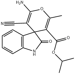 isopropyl 6-amino-5-cyano-1',3'-dihydro-2-methyl-2'-oxospiro[4H-pyran-4,3'-(2'H)-indole]-3-carboxylate Structure